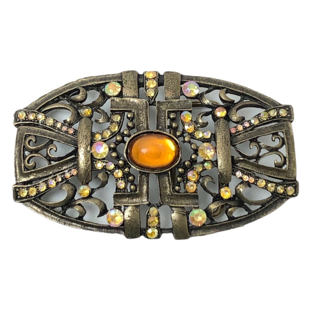 Vintage Metal & Gem Boho Filigree Interchangeable Belt Buckle